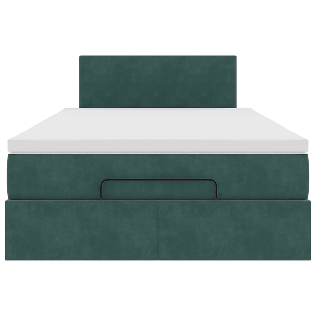 Cadre de lit ottoman avec matelas vert foncé 120x200 cm velours - XIOS
