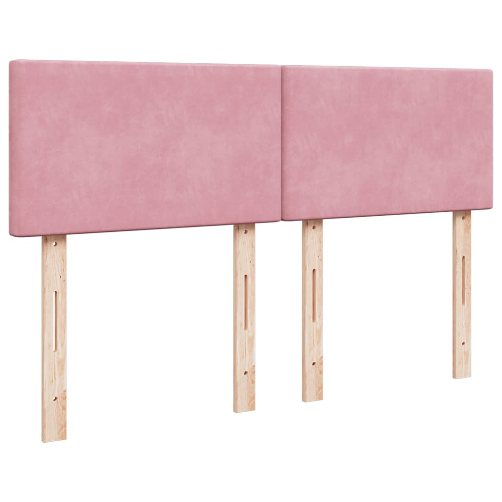 Cadre de lit ottoman avec matelas rose 140x190 cm velours - XIOS