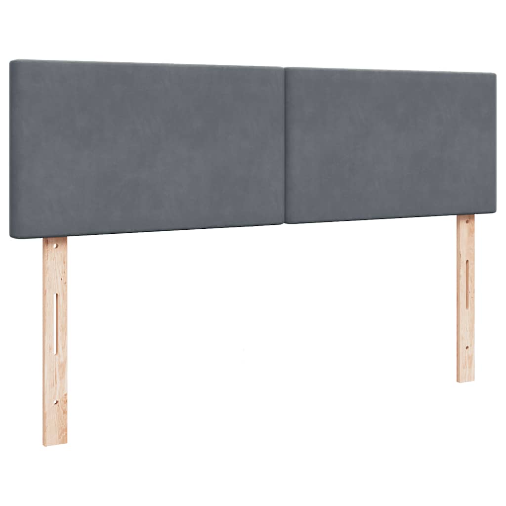Cadre de lit ottoman avec matelas gris foncé 140x200 cm velours - XIOS