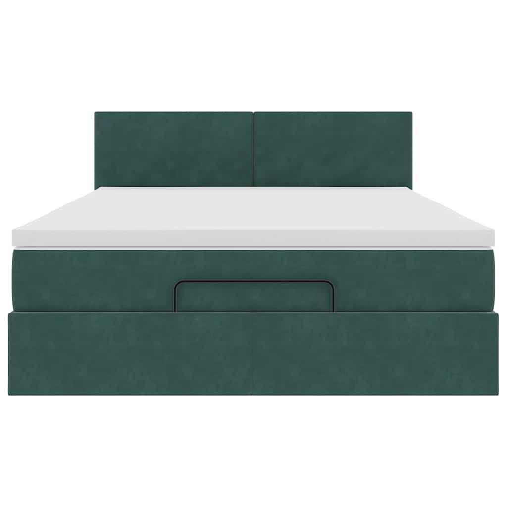 Cadre de lit ottoman avec matelas vert foncé 140x200 cm velours - XIOS