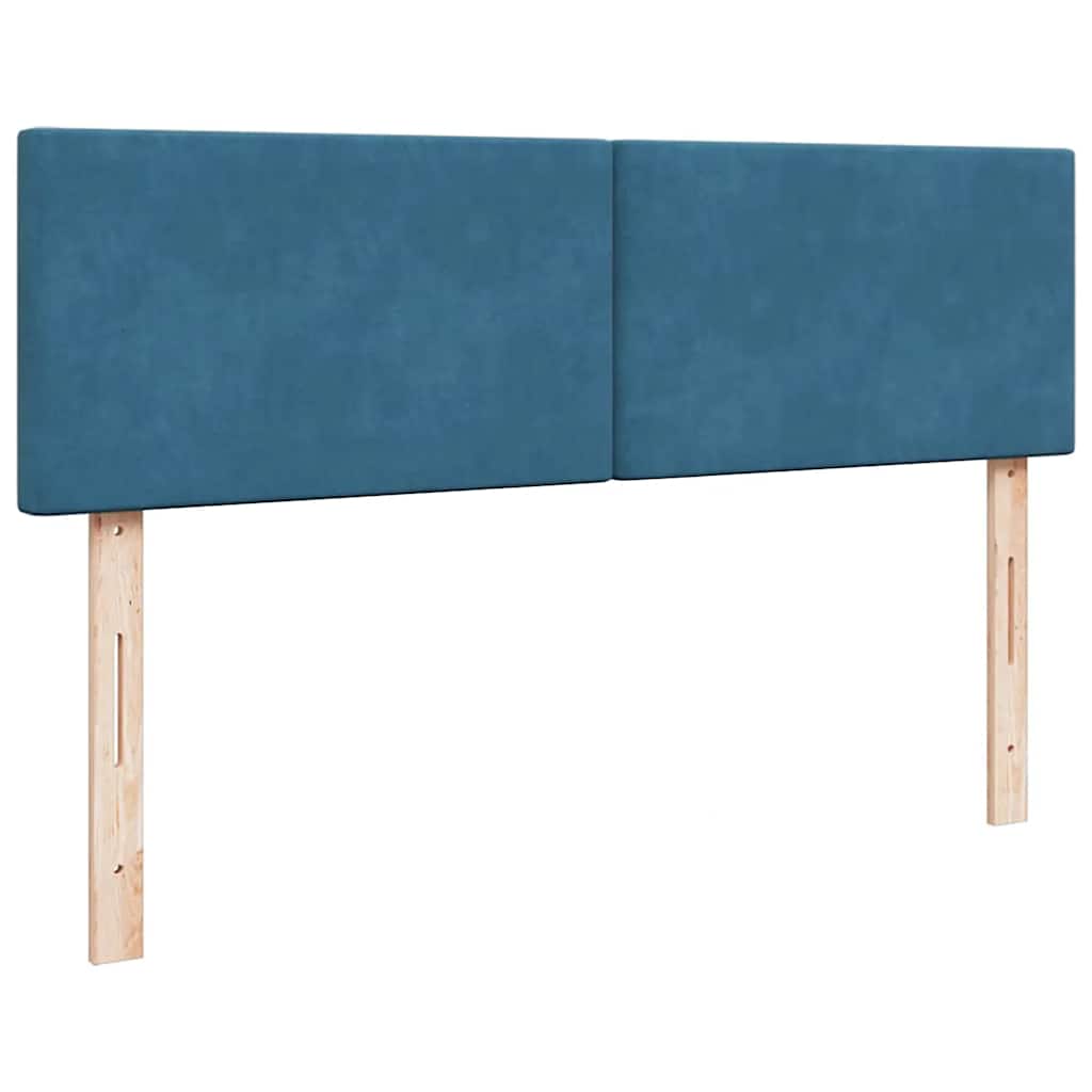 Cadre de lit ottoman avec matelas bleu foncé 140x200 cm velours - XIOS