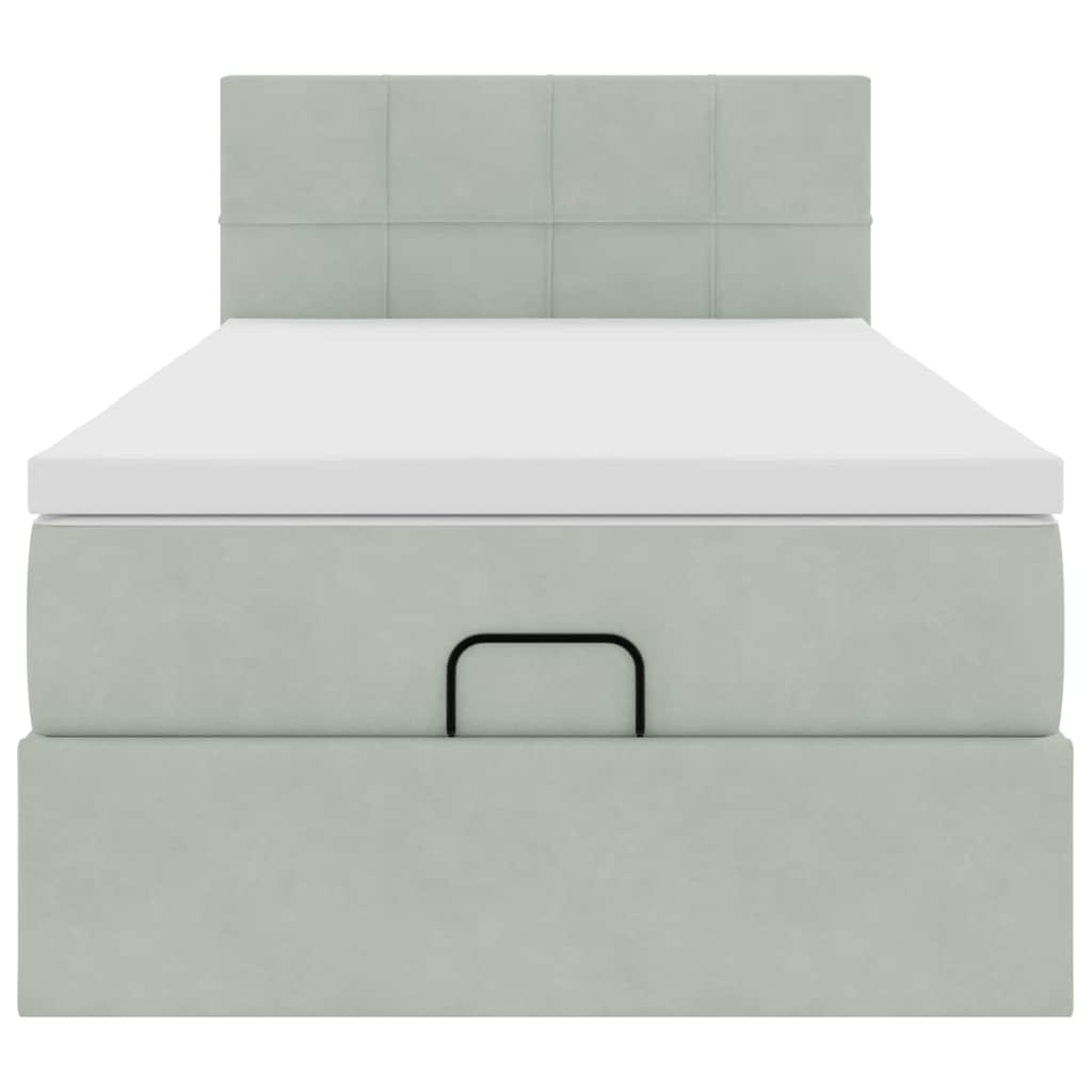 Cadre de lit ottoman avec matelas gris clair 80x200 cm velours - XIOS