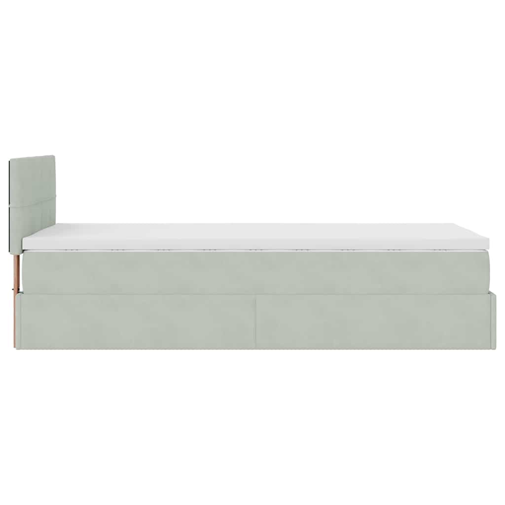 Cadre de lit ottoman avec matelas gris clair 80x200 cm velours - XIOS