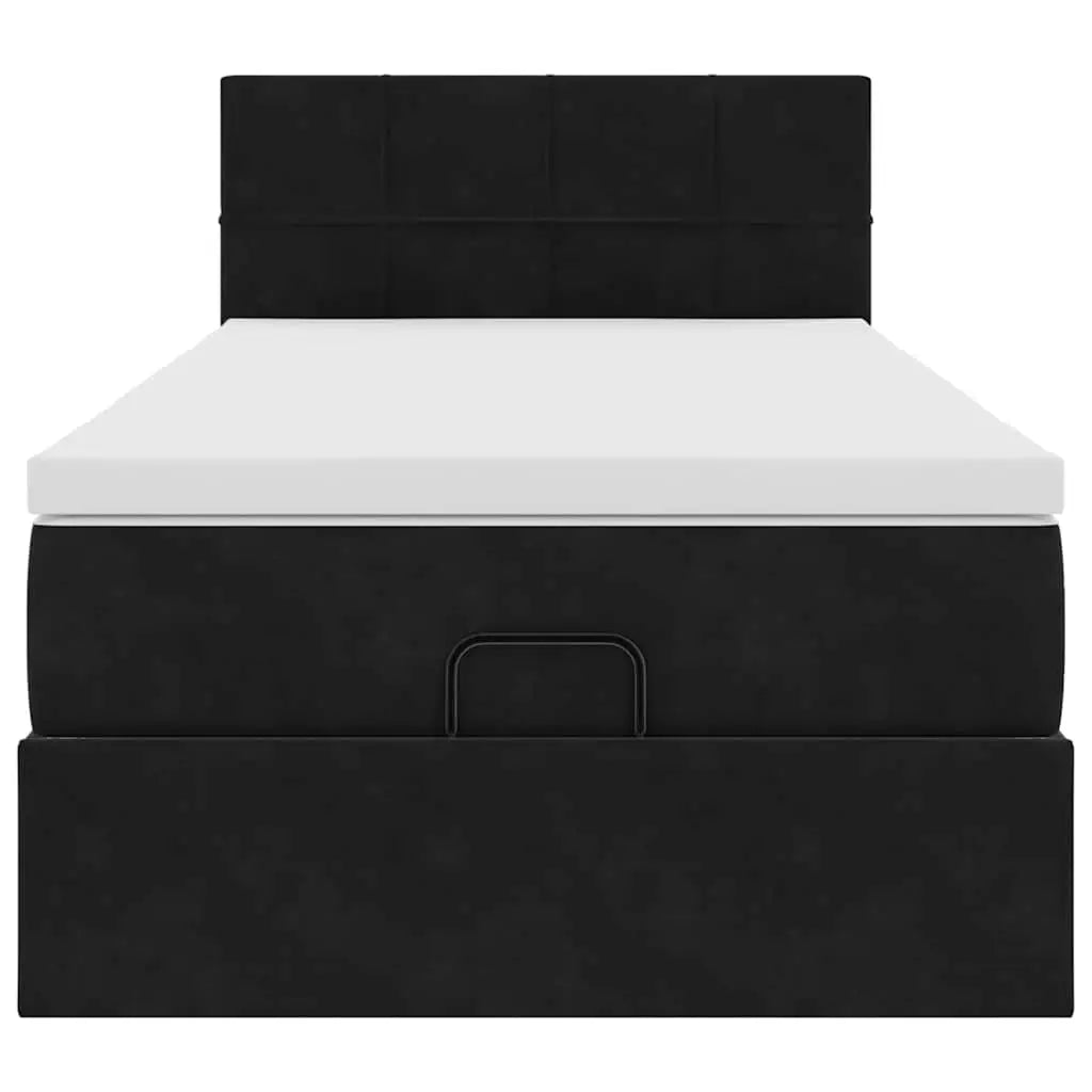 Cadre de lit ottoman avec matelas noir 90x200 cm velours - XIOS