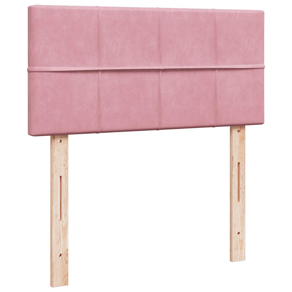Cadre de lit ottoman avec matelas rose 90x200 cm velours - XIOS