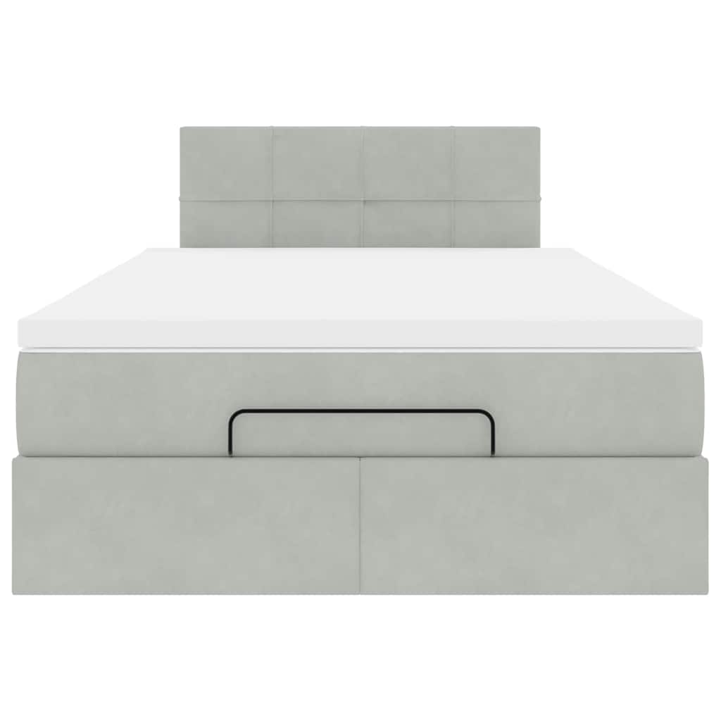 Lit ottoman avec matelas gris clair 120x190 cm velours - XIOS