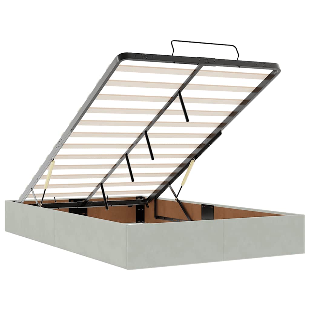 Lit ottoman avec matelas gris clair 120x190 cm velours - XIOS
