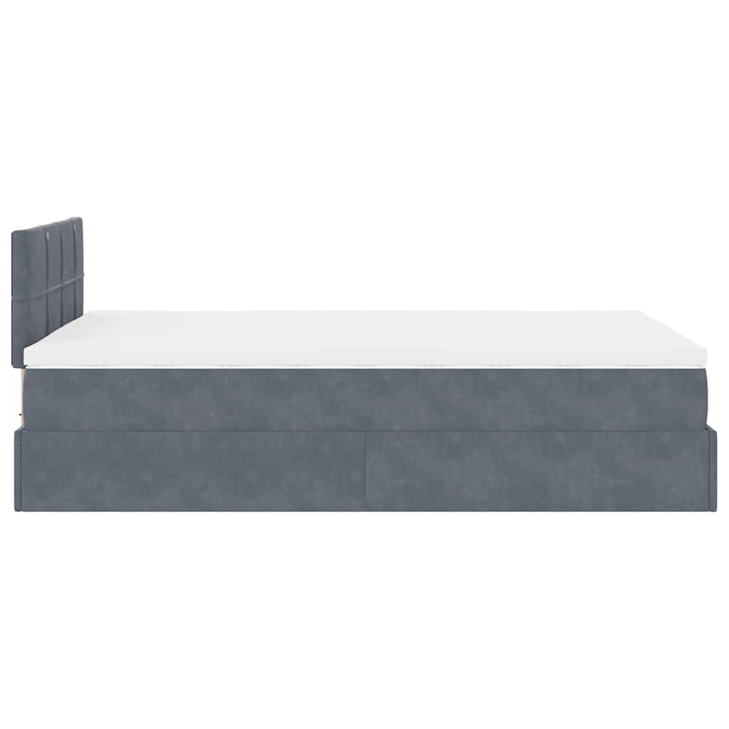 Lit ottoman avec matelas gris foncé 120x190 cm velours - XIOS