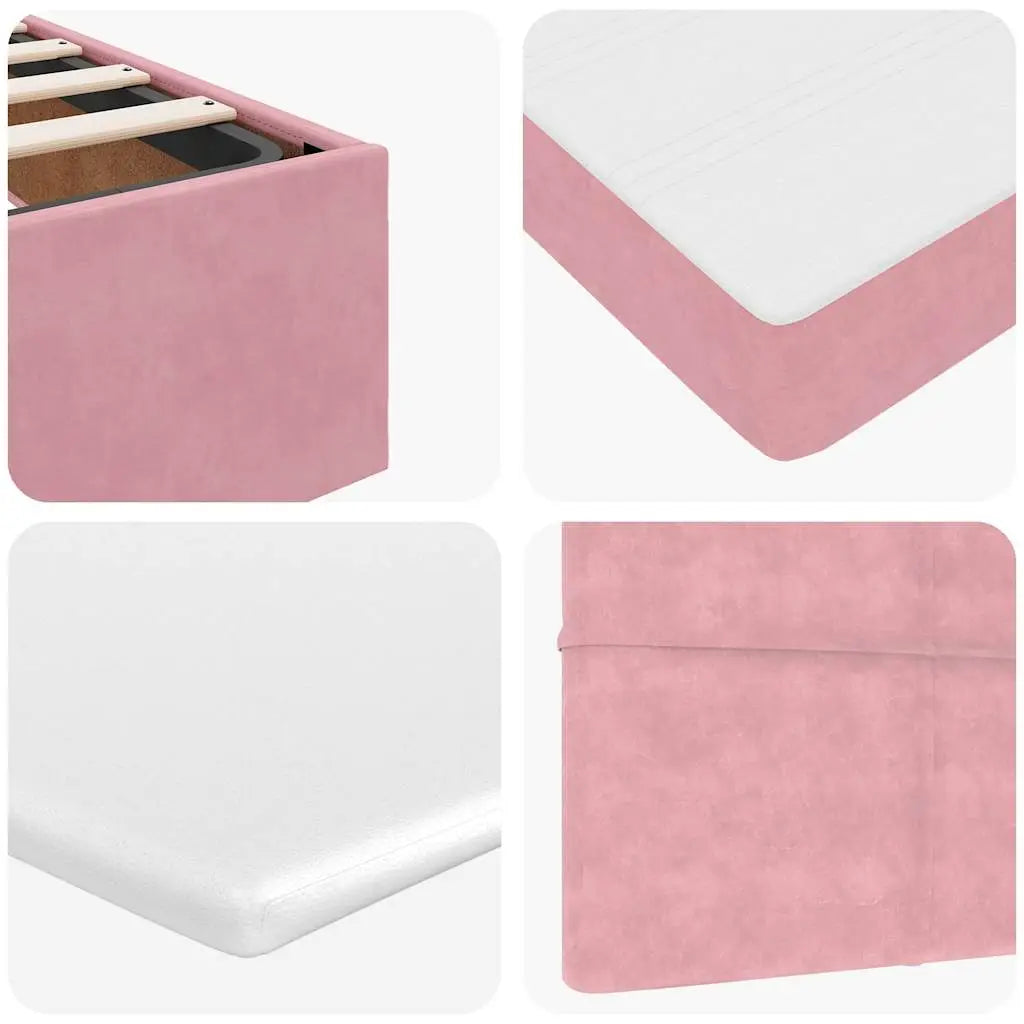 Lit ottoman avec matelas rose 120x190 cm velours - XIOS