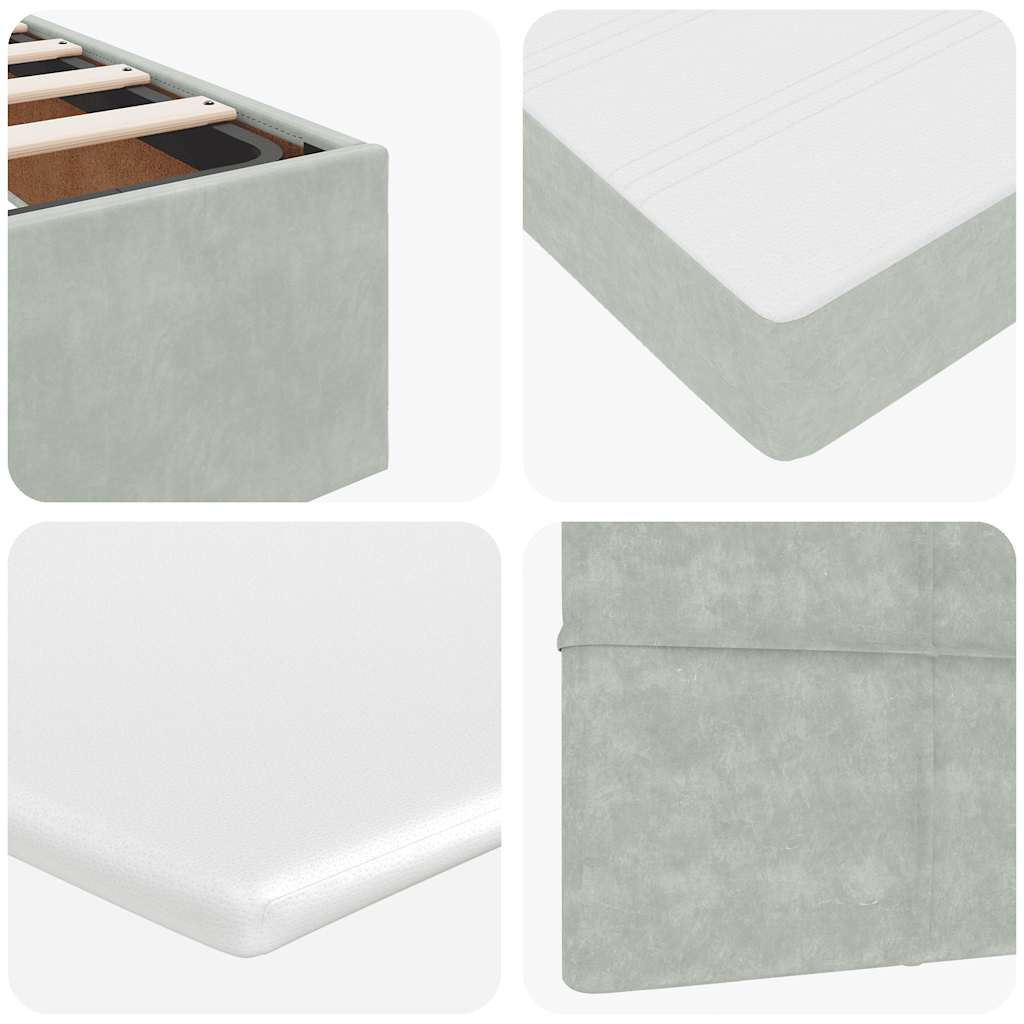 Cadre de lit ottoman et matelas gris clair 120x200 cm velours - XIOS