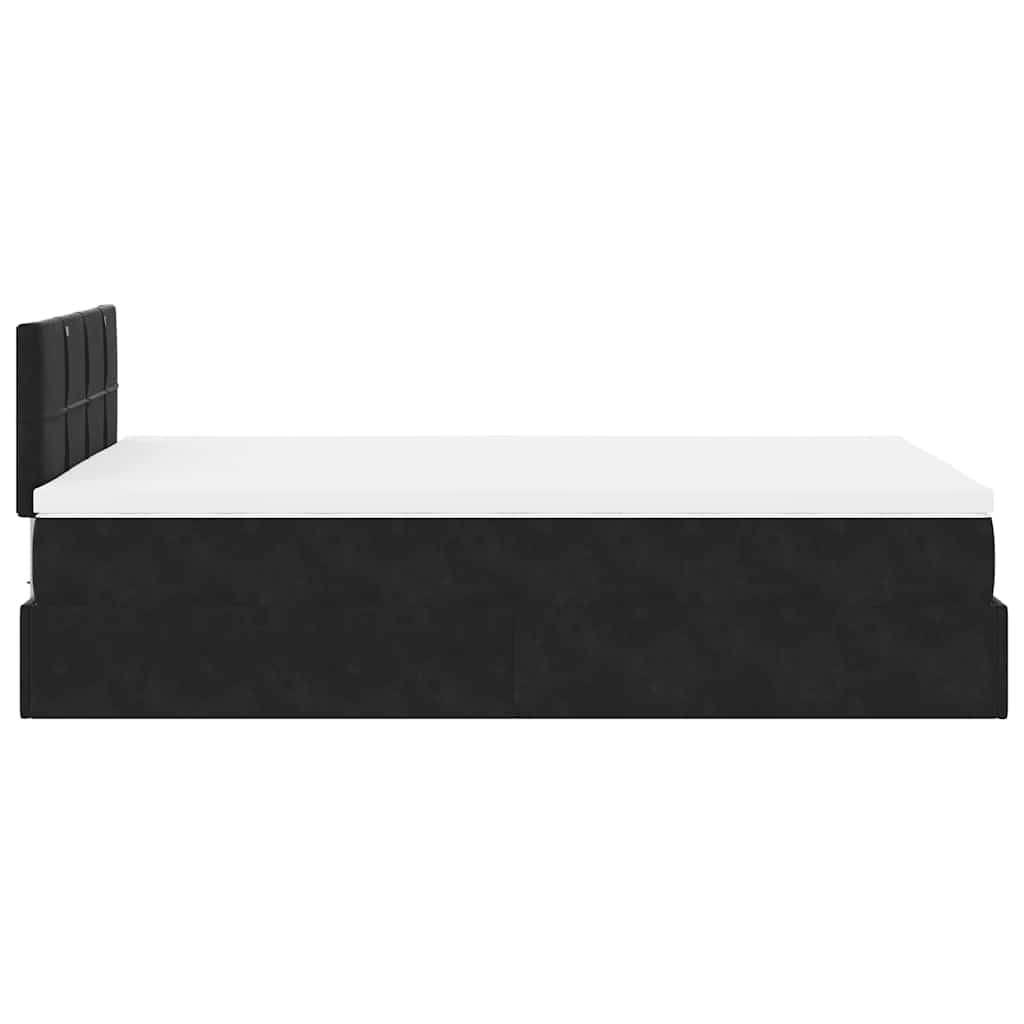 Cadre de lit ottoman avec matelas noir 120x200 cm velours - XIOS