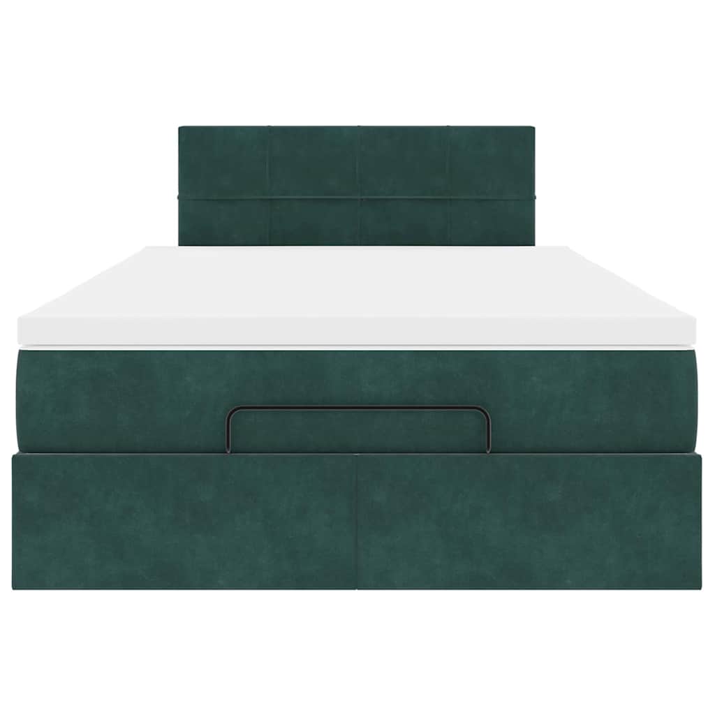 Cadre de lit ottoman avec matelas vert foncé 120x200 cm velours - XIOS