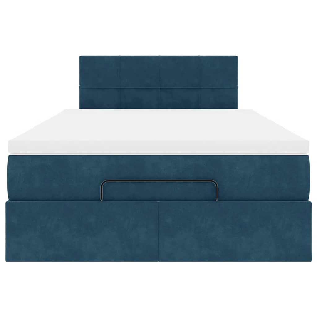 Cadre de lit ottoman avec matelas bleu foncé 120x200 cm velours - XIOS