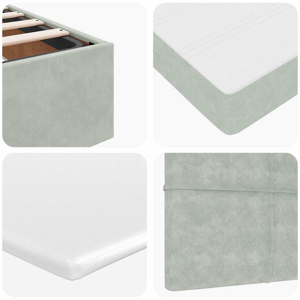 Cadre de lit ottoman et matelas gris clair 140x190 velours - XIOS