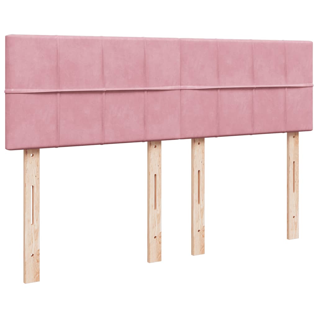 Cadre de lit ottoman avec matelas rose 140x190 cm velours - XIOS