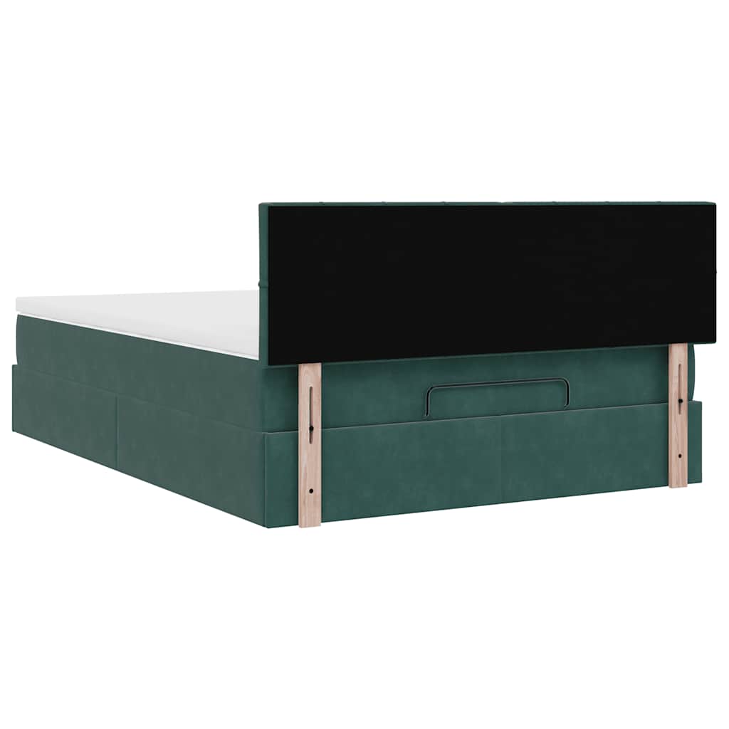 Cadre de lit ottoman avec matelas vert foncé 140x200 cm velours - XIOS
