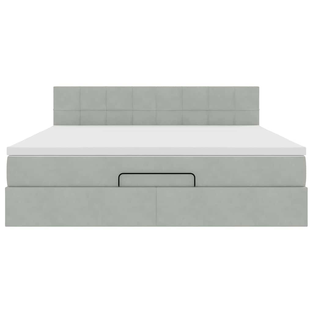 Cadre de lit ottoman avec matelas gris clair 180x200 cm velours - XIOS
