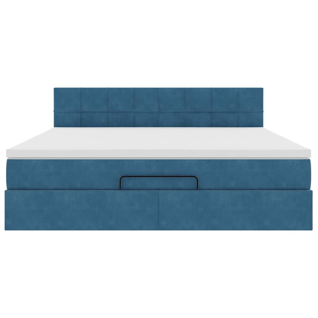 Cadre de lit ottoman avec matelas bleu foncé 180x200 cm velours - XIOS