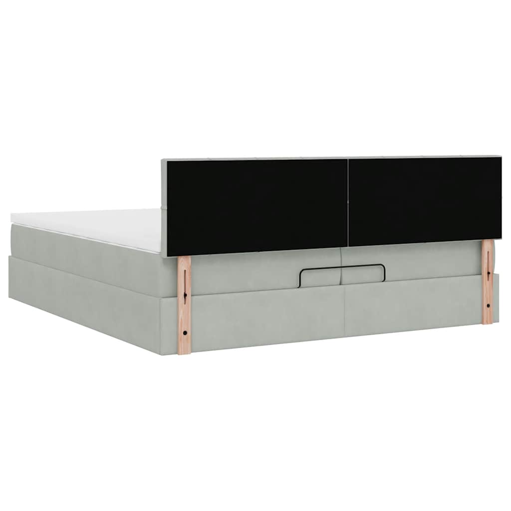 Cadre de lit ottoman avec matelas gris clair 200x200 cm velours - XIOS