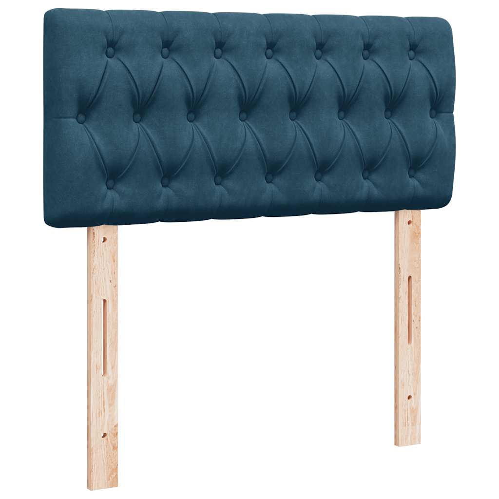 Cadre de lit ottoman avec matelas bleu foncé 90x200 cm velours - XIOS