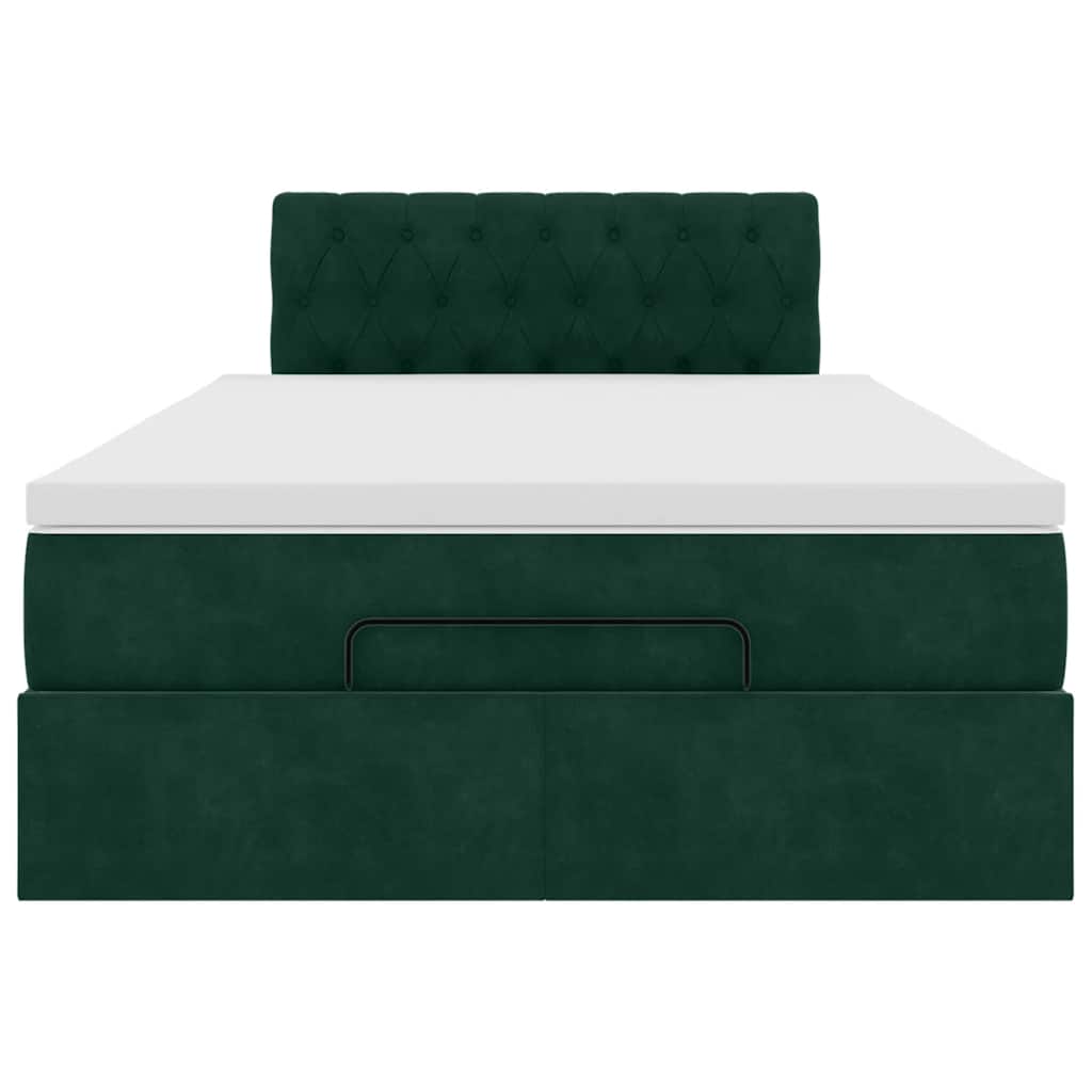 Lit ottoman avec matelas vert foncé 120x190 cm velours - XIOS