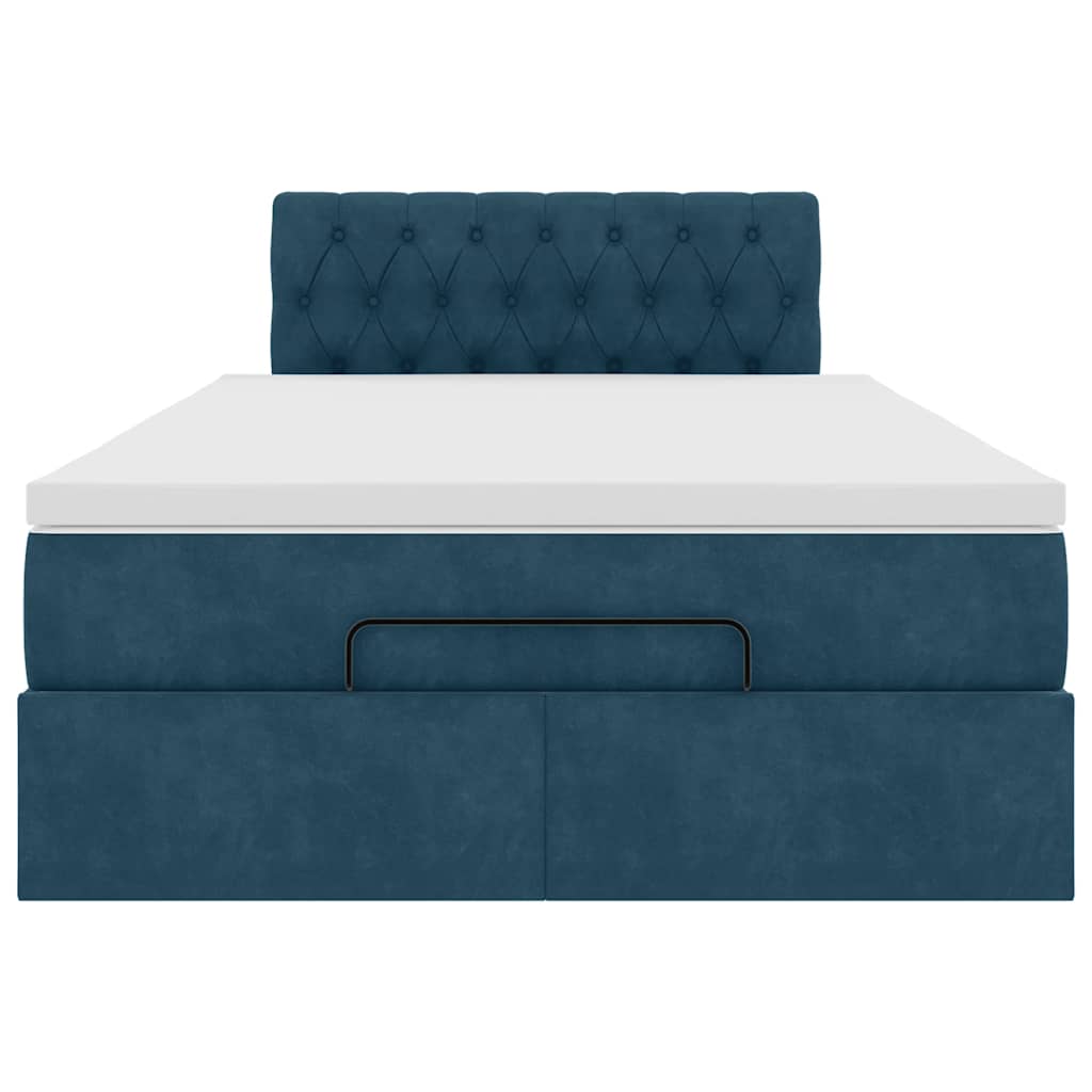 Lit ottoman avec matelas bleu foncé 120x190 cm velours - XIOS
