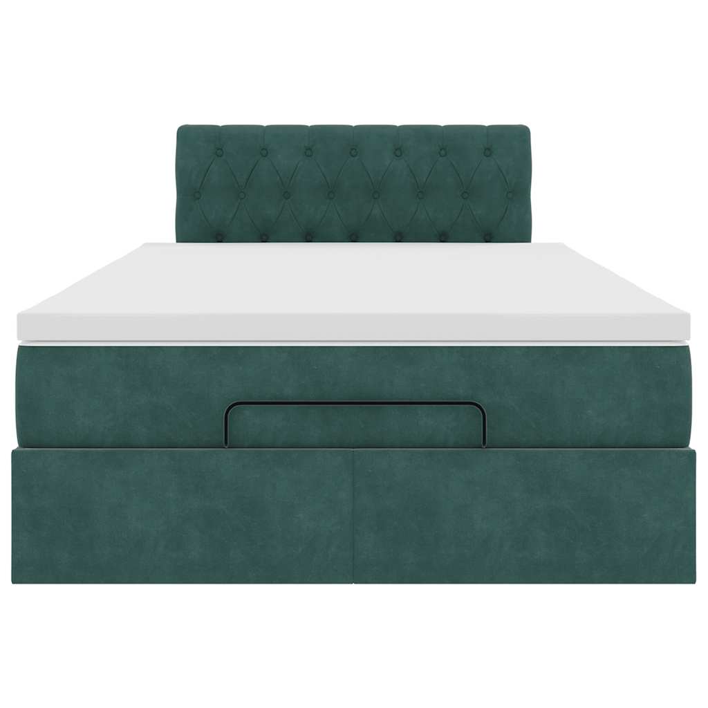 Cadre de lit ottoman avec matelas vert foncé 120x200 cm velours - XIOS
