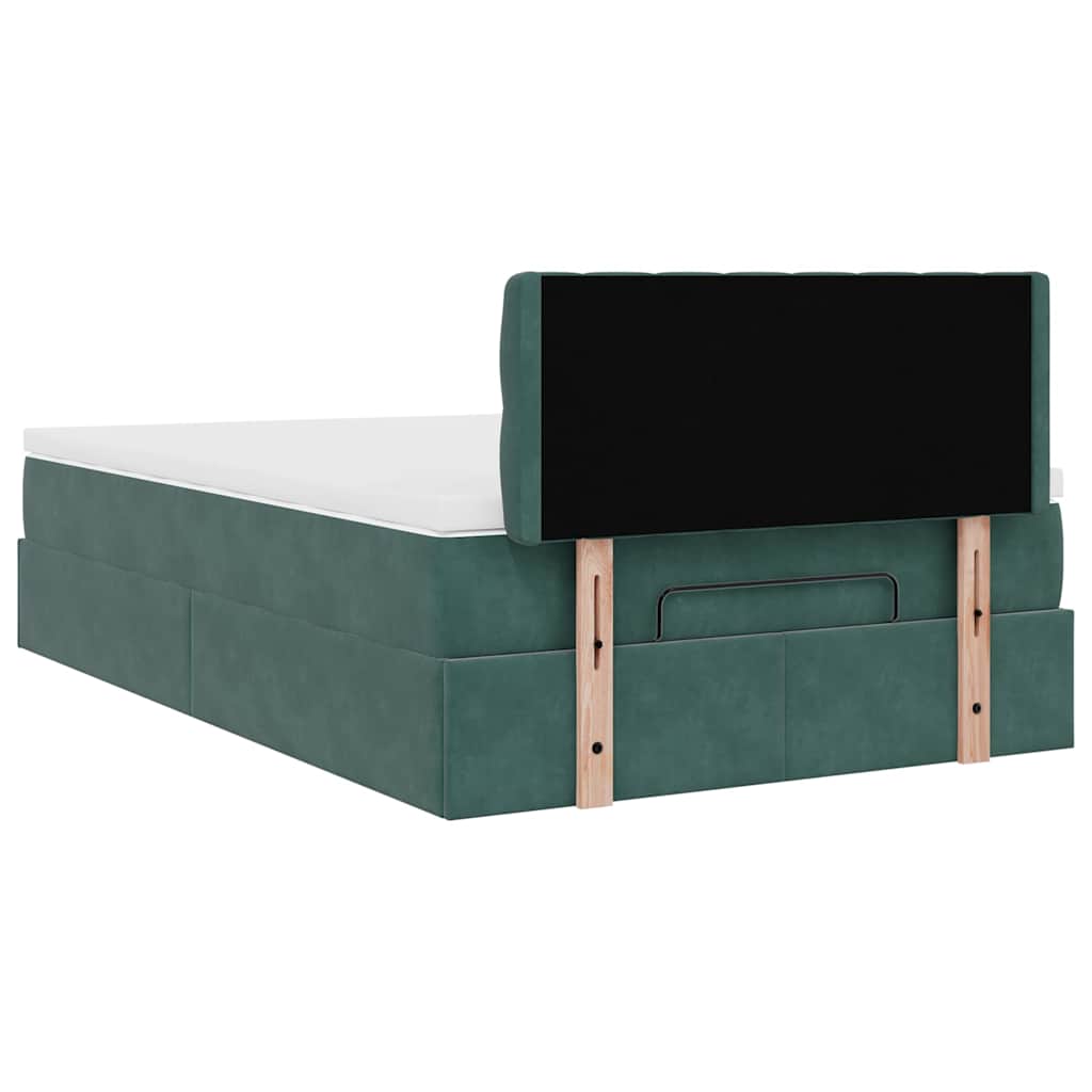 Cadre de lit ottoman avec matelas vert foncé 120x200 cm velours - XIOS