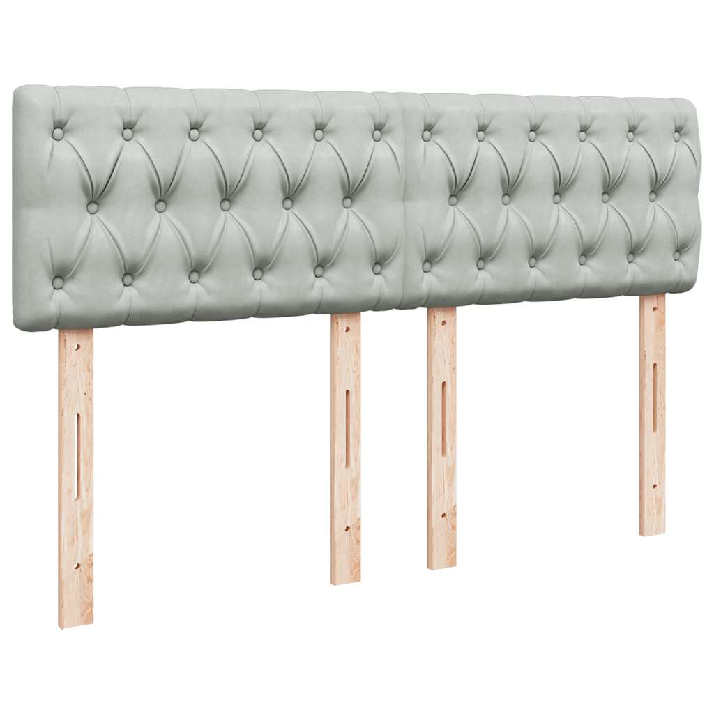 Cadre de lit ottoman et matelas gris clair 140x190 velours - XIOS
