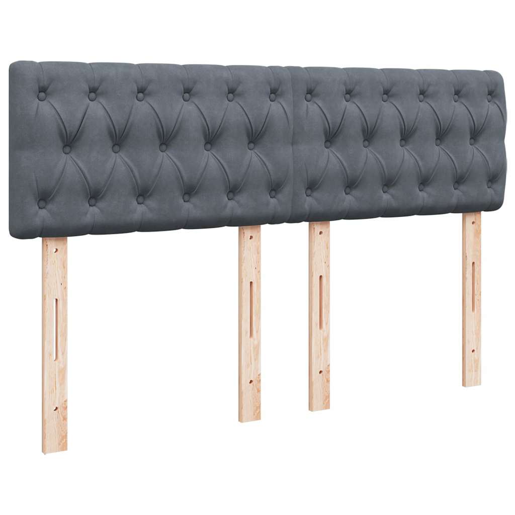 Cadre de lit ottoman avec matelas gris foncé 140x190 cm velours - XIOS