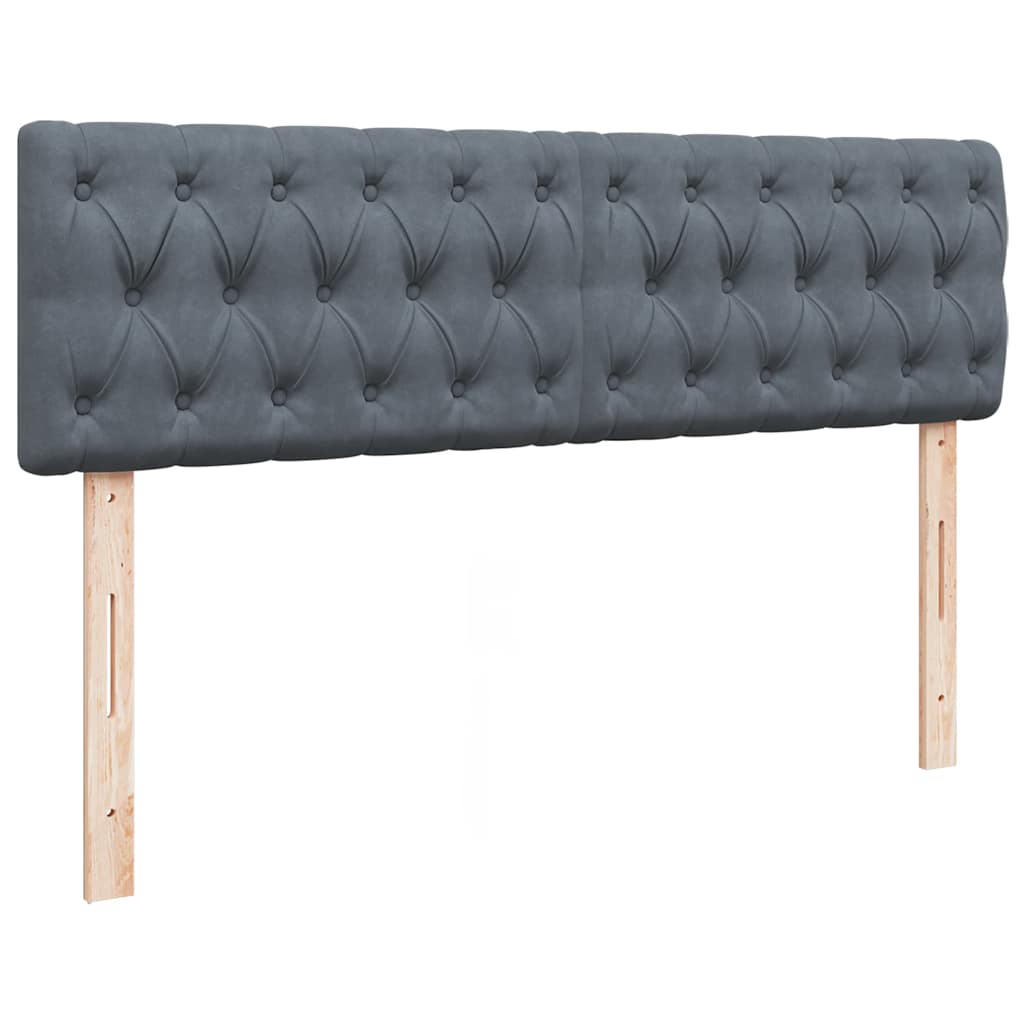 Cadre de lit ottoman avec matelas gris foncé 140x200 cm velours - XIOS