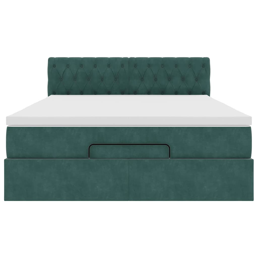 Cadre de lit ottoman avec matelas vert foncé 140x200 cm velours - XIOS