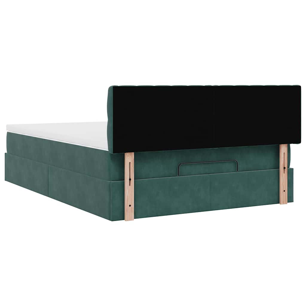 Cadre de lit ottoman avec matelas vert foncé 140x200 cm velours - XIOS