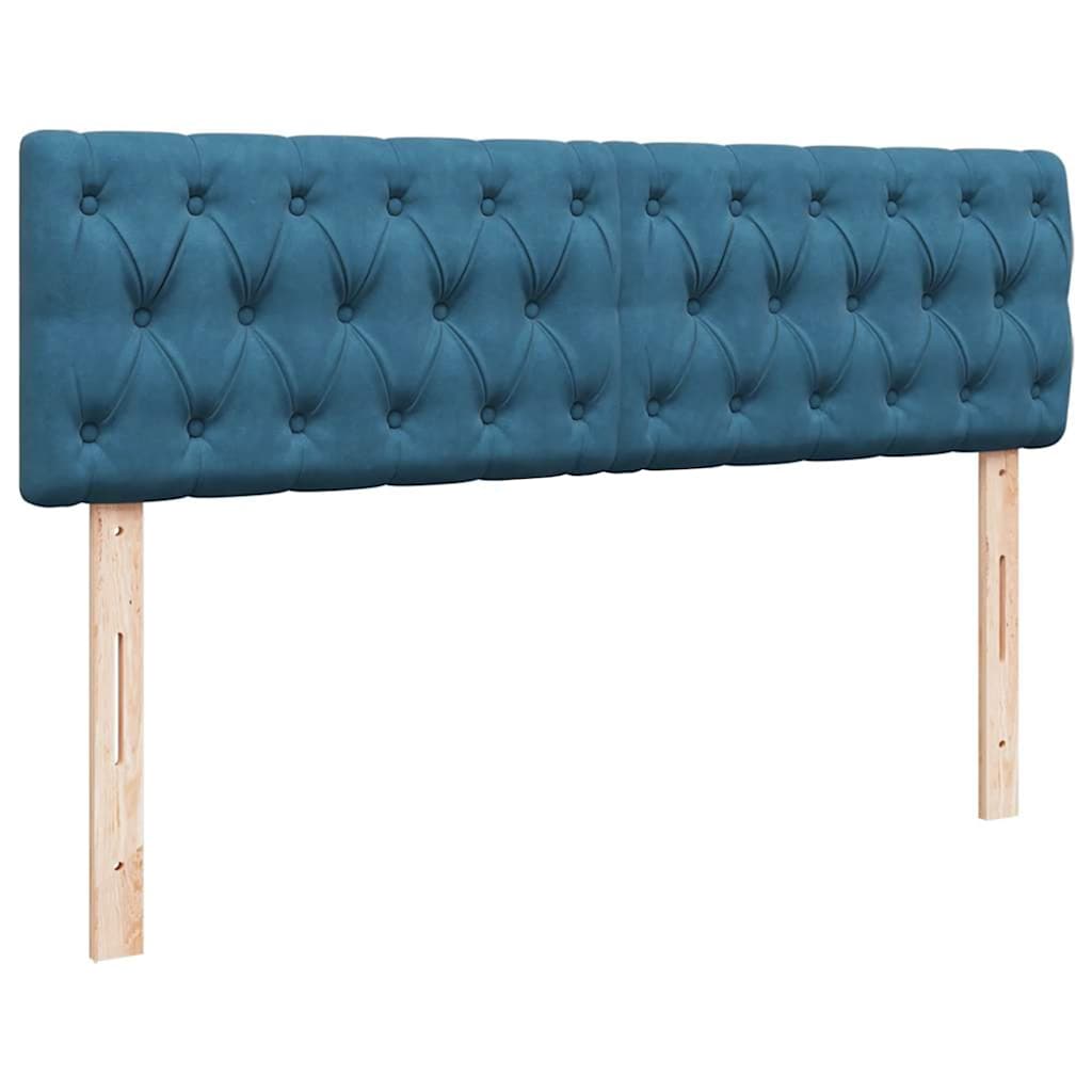 Cadre de lit ottoman avec matelas bleu foncé 140x200 cm velours - XIOS