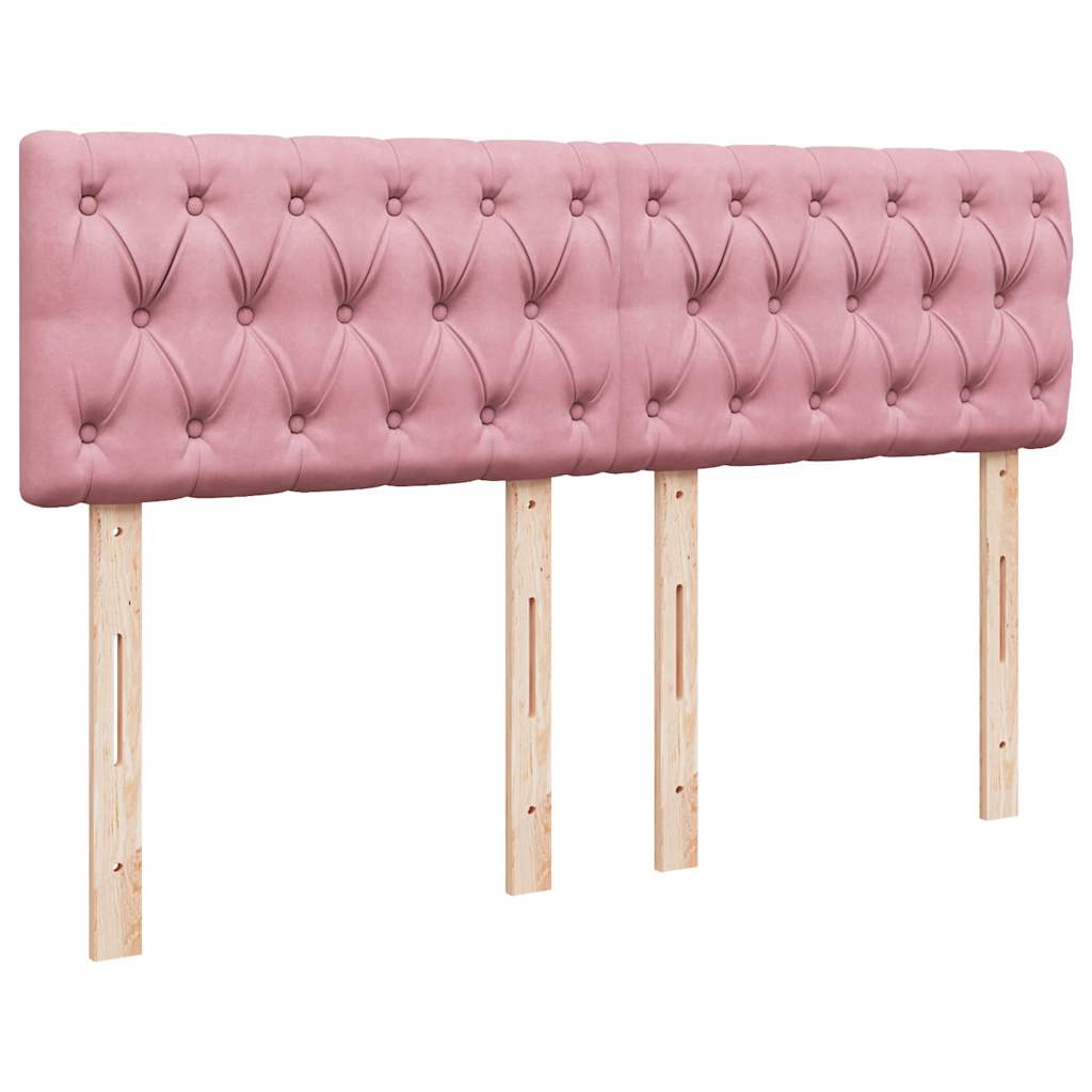 Cadre de lit ottoman avec matelas rose 140x200 cm velours - XIOS