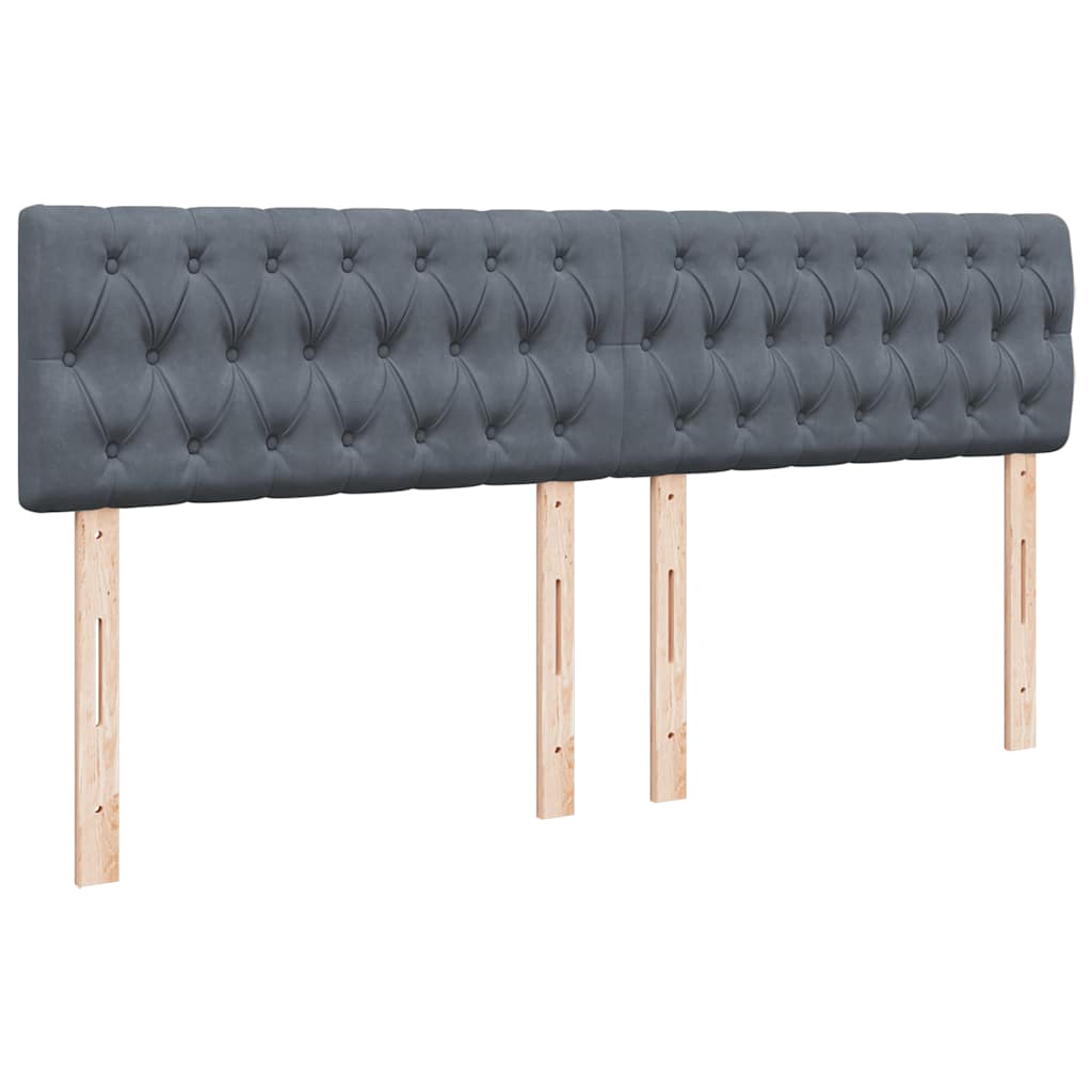Cadre de lit ottoman avec matelas gris foncé 160x200 cm velours - XIOS