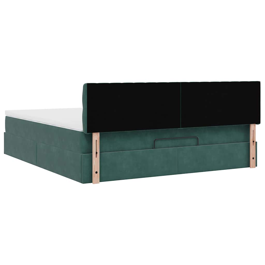 Cadre de lit ottoman avec matelas vert foncé 160x200 cm velours - XIOS