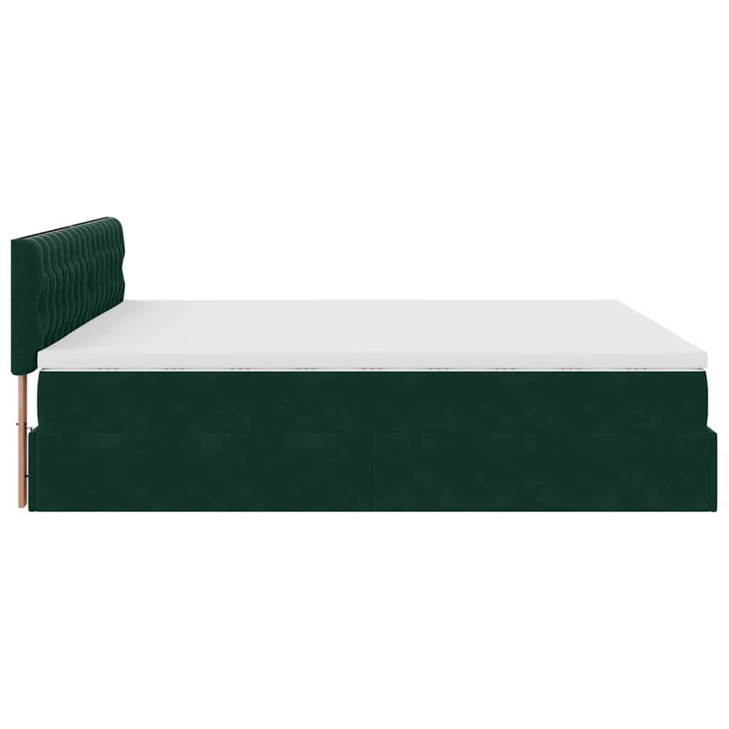 Cadre de lit ottoman avec matelas vert foncé 180x200 cm velours - XIOS
