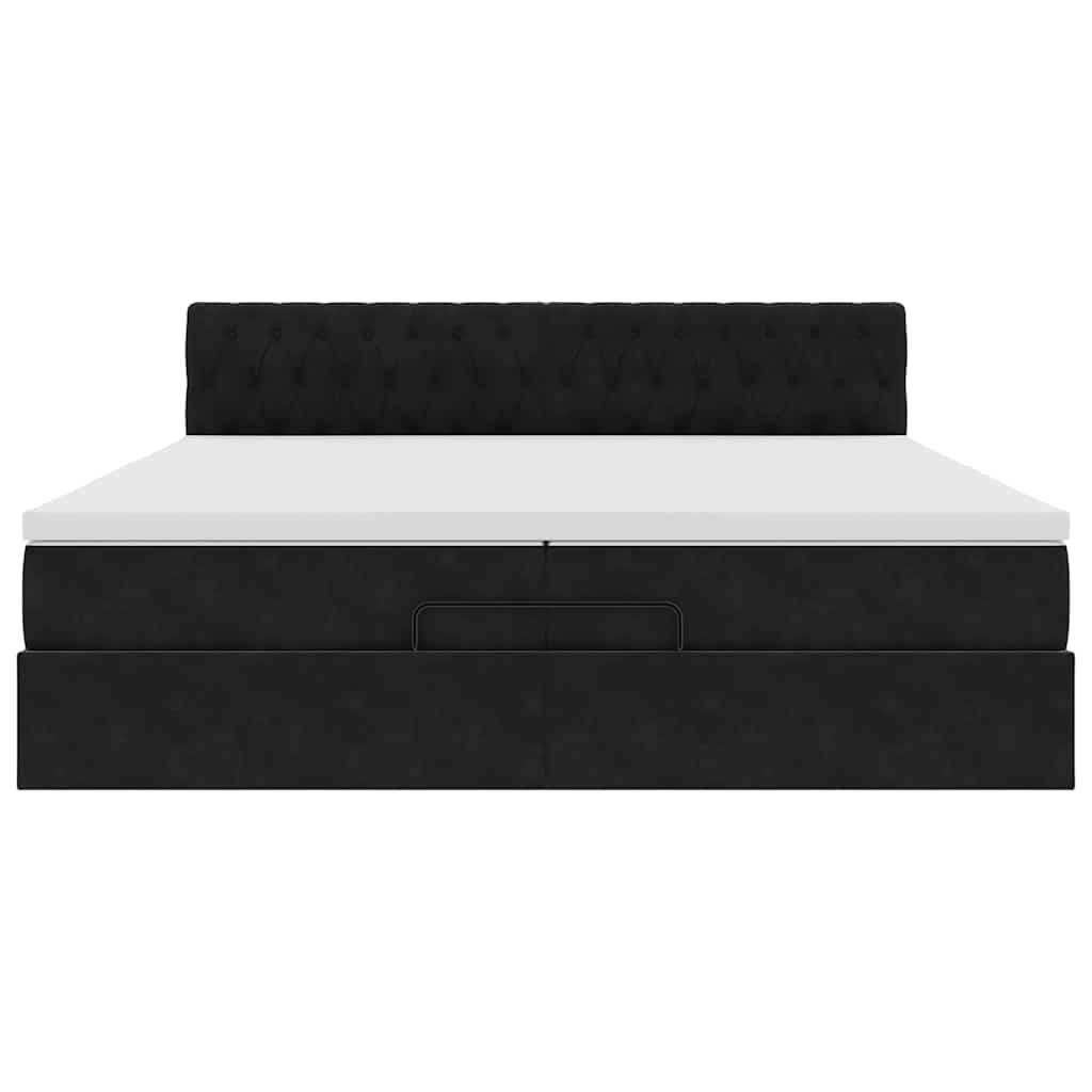 Cadre de lit ottoman avec matelas noir 200x200 cm velours - XIOS