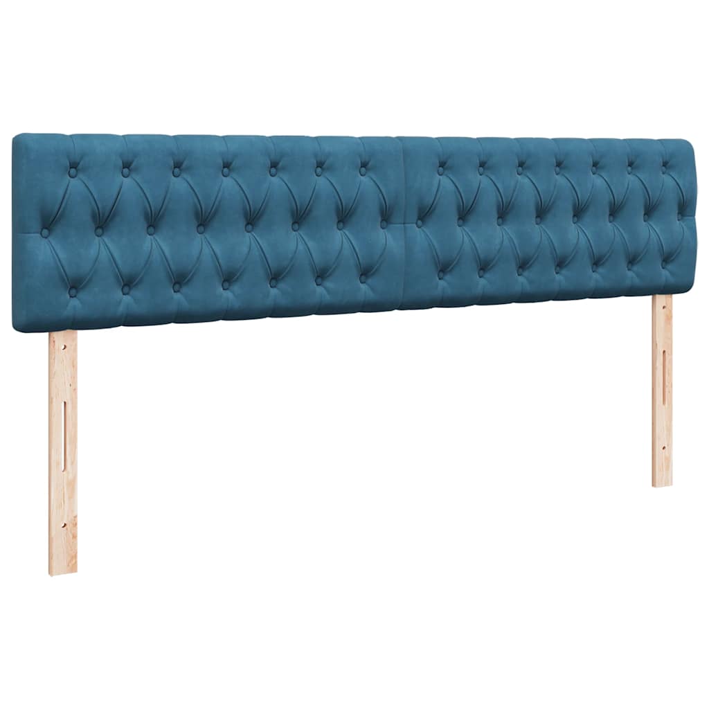 Cadre de lit ottoman avec matelas bleu foncé 200x200 cm velours - XIOS