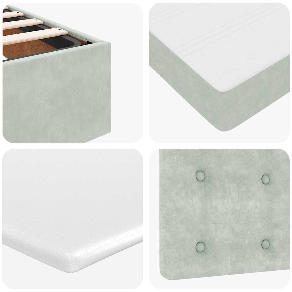 Cadre de lit ottoman avec matelas gris clair 80x200 cm velours