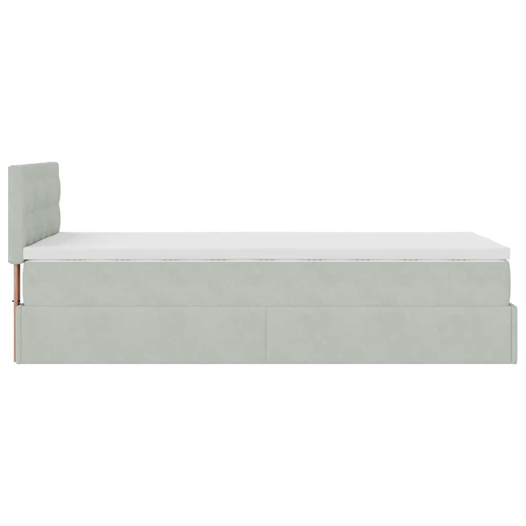 Cadre de lit ottoman avec matelas gris clair 80x200 cm velours - XIOS