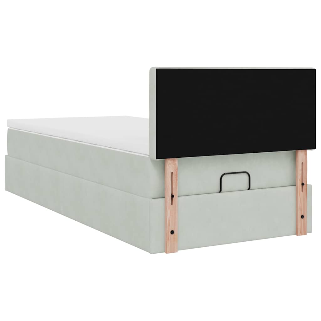 Cadre de lit ottoman avec matelas gris clair 80x200 cm velours - XIOS