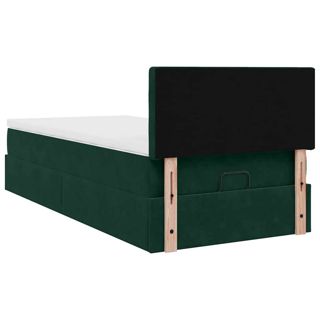 Cadre de lit ottoman avec matelas vert foncé 80x200 cm velours - XIOS