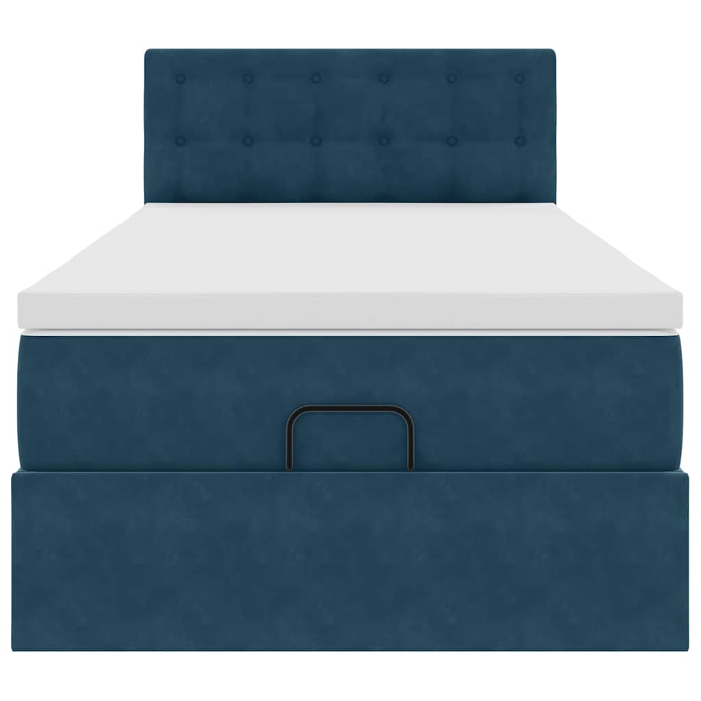 Cadre de lit ottoman avec matelas bleu foncé 80x200 cm velours - XIOS