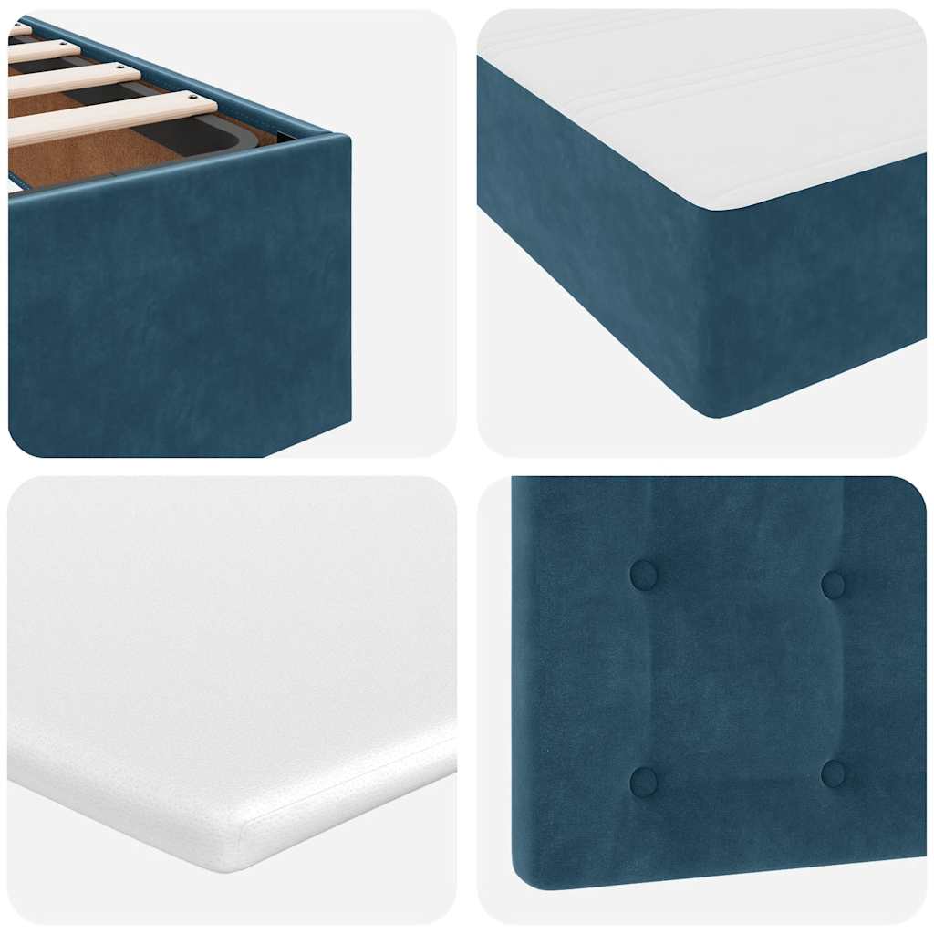 Cadre de lit ottoman avec matelas bleu foncé 90x190 cm velours