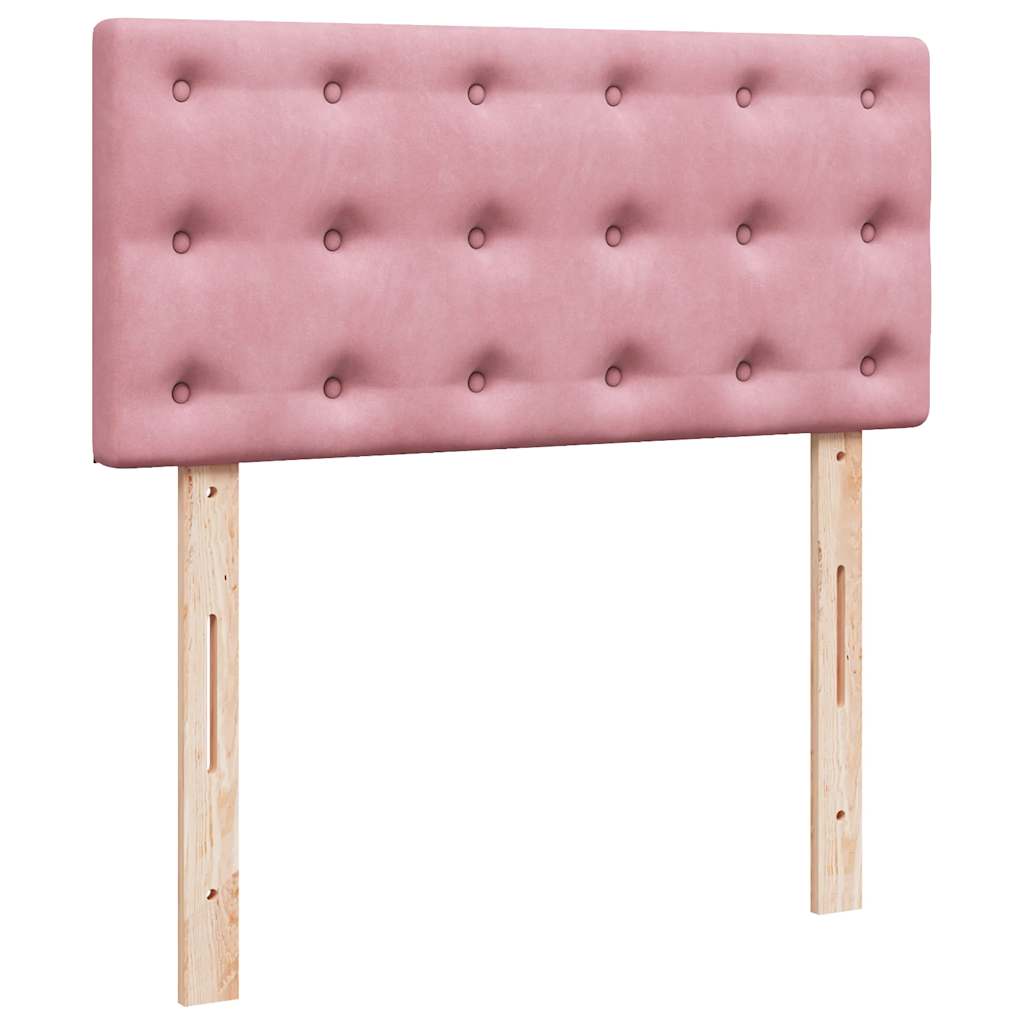 Cadre de lit ottoman avec matelas rose 90x190 cm velours