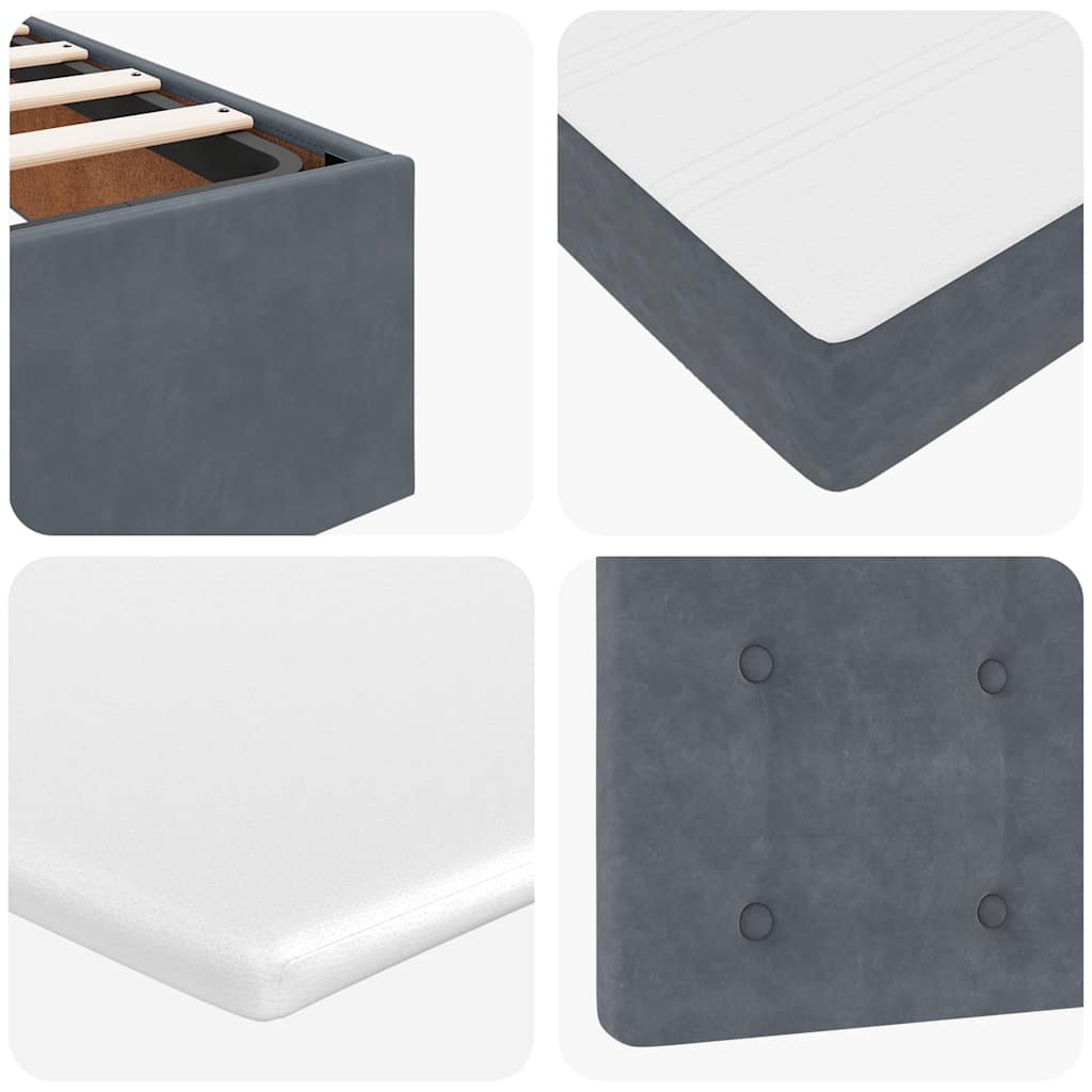 Cadre de lit ottoman avec matelas gris foncé 100x200 cm velours