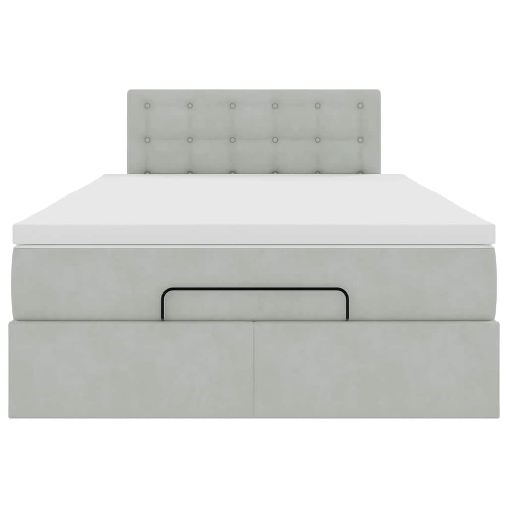 Lit ottoman avec matelas gris clair 120x190 cm velours - XIOS