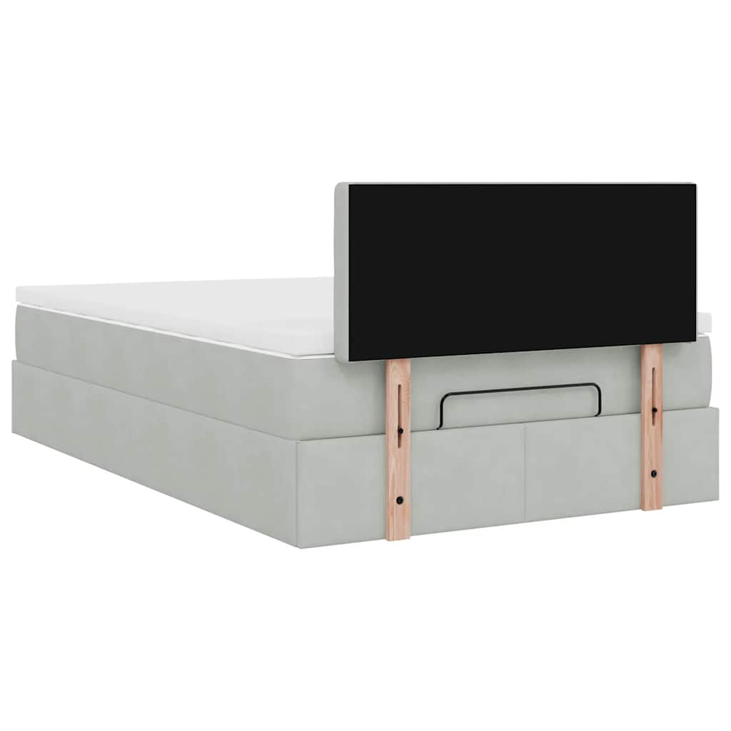 Lit ottoman avec matelas gris clair 120x190 cm velours - XIOS